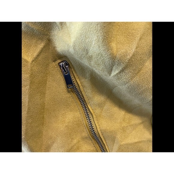 Philosophy Faux Leather‎ Jacket Women's Small Yellow Open Front Zipper Pockets - Picture 4 of 7